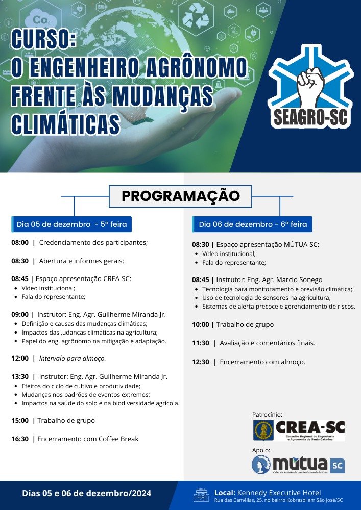 Curso - O Engenheiro Agrônomo frente às mudanças climáticas